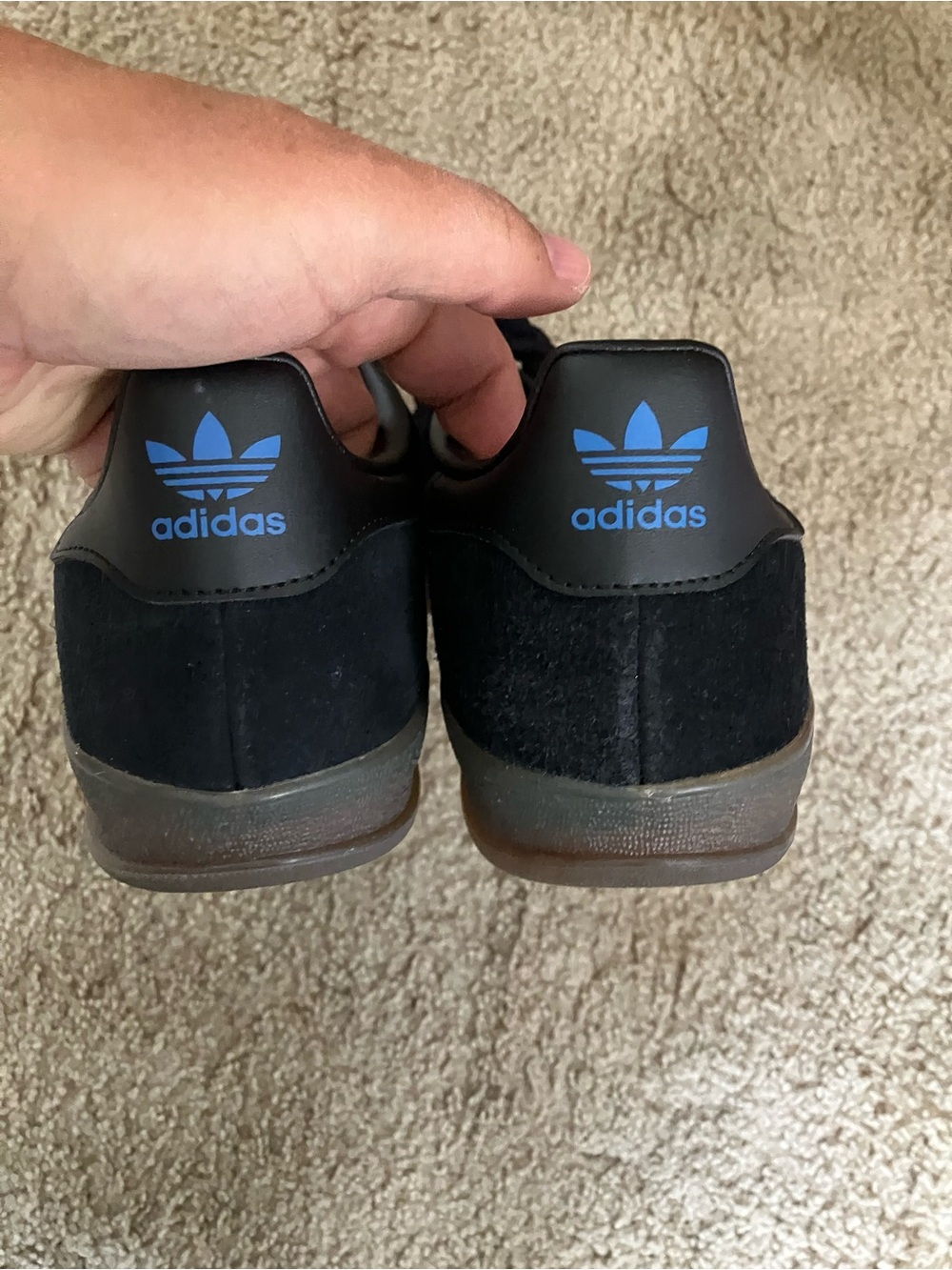 adidas Gazelle Black with Blue Stripes Men's Sneakers - Picture 4 of 5